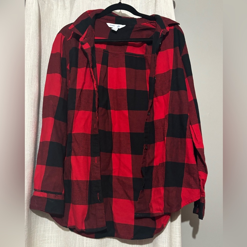 Red and Black Plaid Flannel Shirt